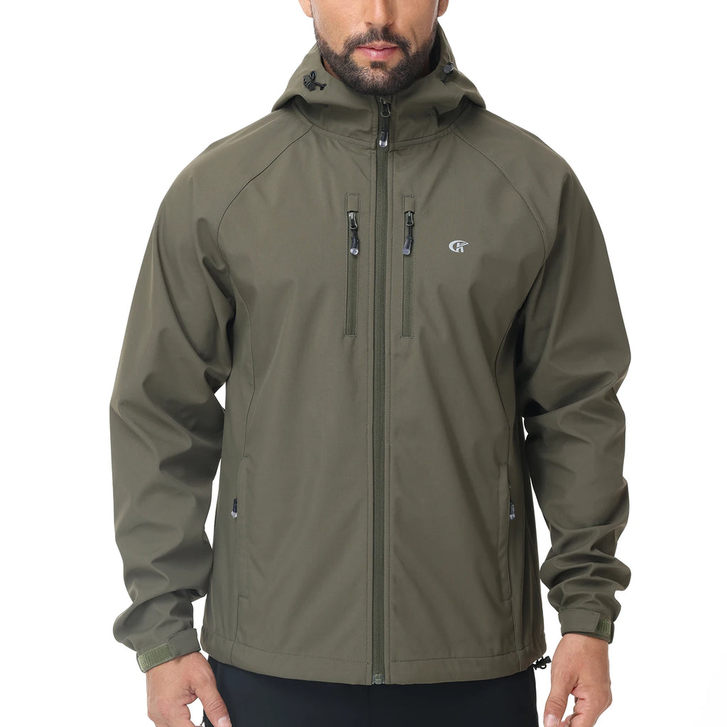 Men's Outdoor Waterproof Windbreak Jacket Lightweight Coat for Camping Hiking Cycling Fishing with Inner Pocket
