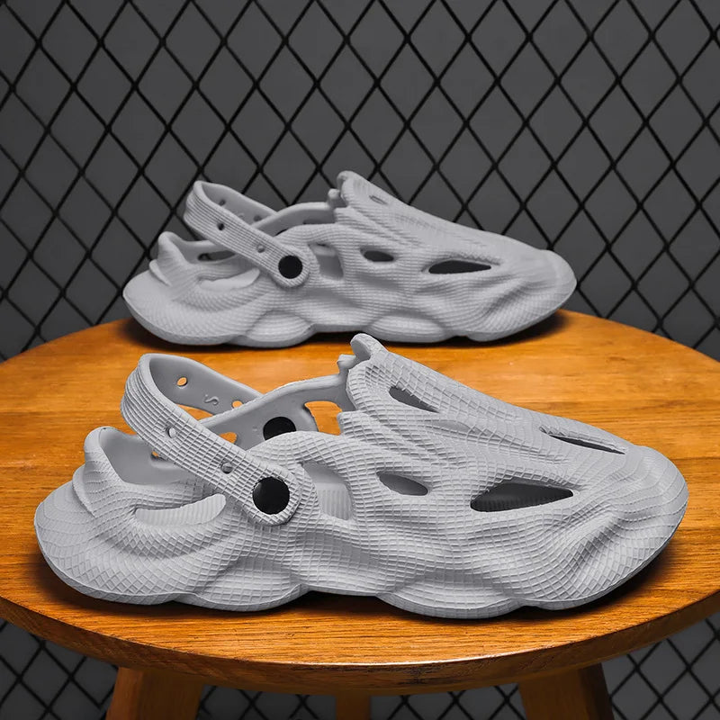 Litfun Summer Clogs Sandals For Men New Outdoor Soft Botton Beach Slippers Anti-slip EVA Garden Shoes Fashion Hollow Hole Shoes