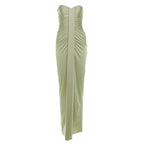 Nibber Elegant Strapless Dress Women Classic Patchwork Ribbon Ruched Sexy Birthday Party Skinny Stretch Chic Clubwear Vestidos