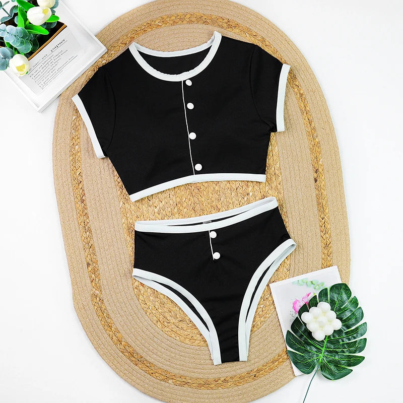 Woman Swimwear 2026 High Waist Bikinis Shorts Women's Swimsuit Luxury Ribbed Two-piece Bathing Suits Summer Bikini Set Swim Suit