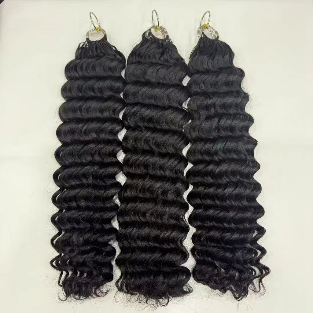 NABI Pre-Separated Crochet Human Hair Bundle Miracle Knots Braiding 14-18inch Water Wave Curly 100% Human Hair for Women