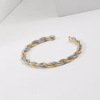 Trendy Charm Cuff Twist Bracelets Opening Bangles for Women Gold Color 316L Stainless Steel Wire Thin Simple Bangles Jewelry