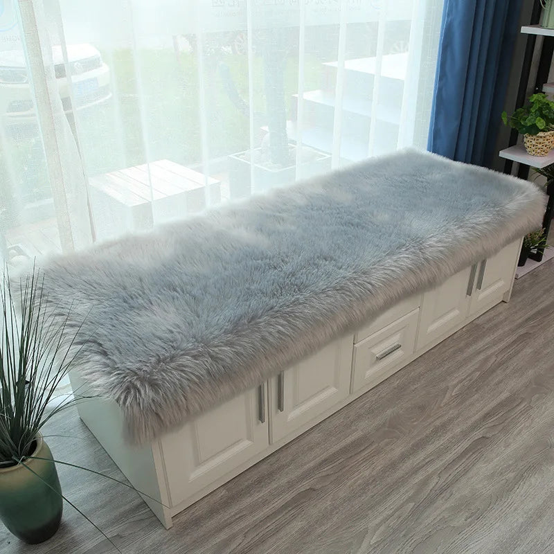 Luxury Faux Sheepskin Carpet Modern Living Room Home Decor Imitation Wool Mat Balcony Window Cushion Kids Bedroom Rug White Gray