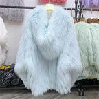 Fox Fur Coat Women's Winter Fashion Warm 100% Fox Fur Coat Hooded Long Sleeved Sweet Women's Luxury Designer Coat