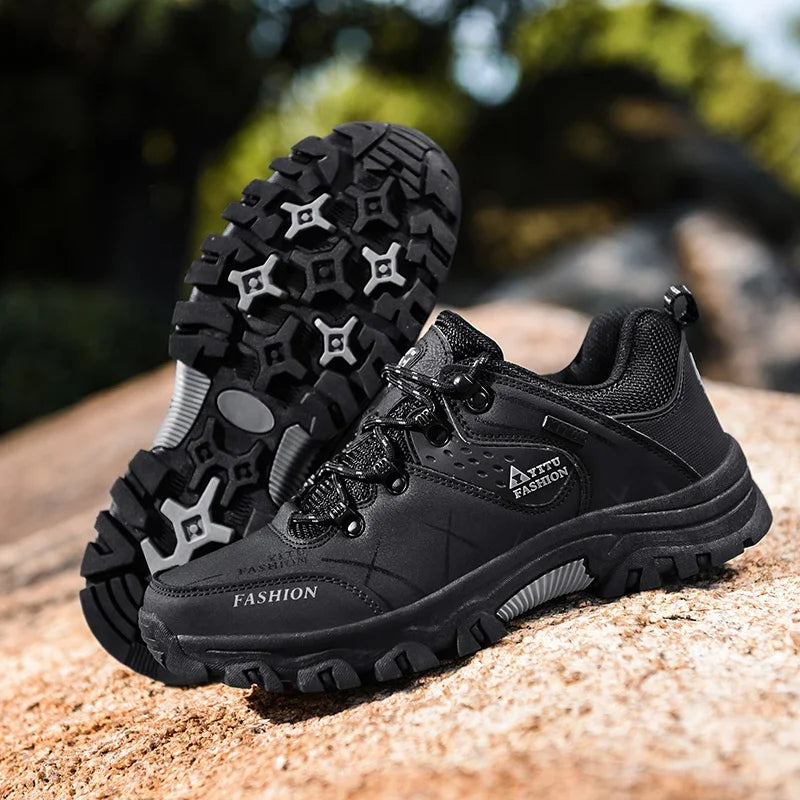 Shoes for Men 2026 New Men Sneakers Leather Waterproof Mountaineering Camping Hiking Shoes Thick Sole Comfortable Running Shoes