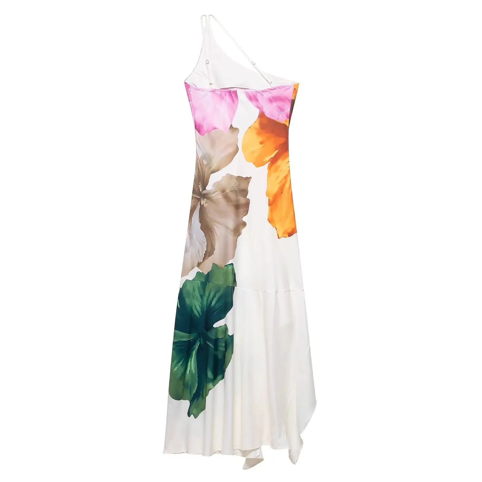Zevity Women Sexy Single Shoulder Floral Print Slim Long Dress Female Chic Backless Side Zipper Brand Party Vestidos DS9198 Secondary image