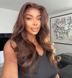 13x6 Chocolate Brown Fall Colored Human Hair Wigs HD Transparent Lace Front Human Hair Wigs Body Wave Human Hair Frontal Wigs