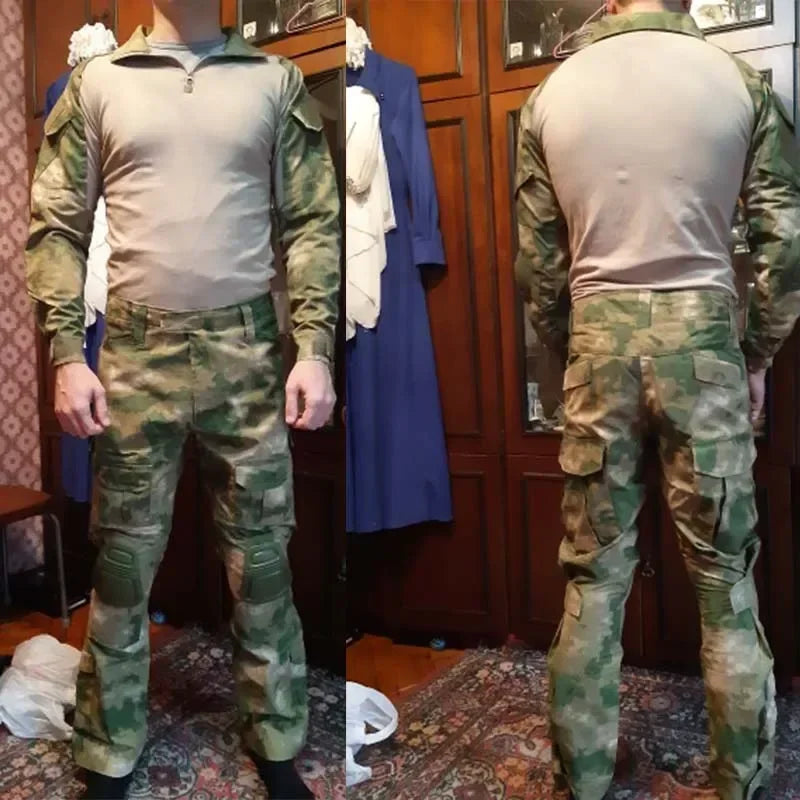 Outdoor Tactical Hiking T-Shirts Men Combat Military Army CP Camouflage Long Sleeve Hunting Climbing Shirt Cotton Sport Clothes