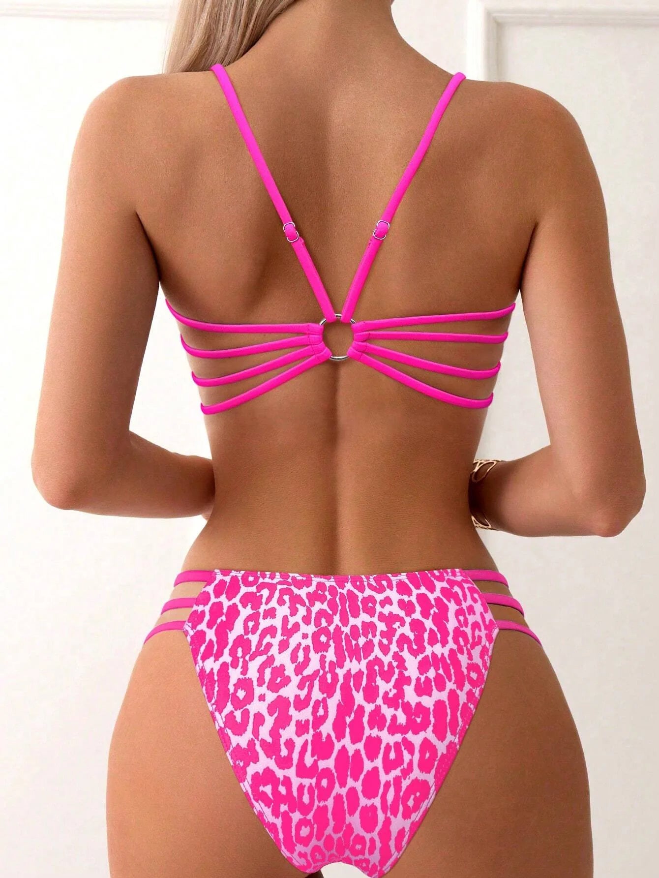Cikini Solid Texture Split Bikini Set With Underwire, Summer Beach Swimwear Bathing Suit For Women