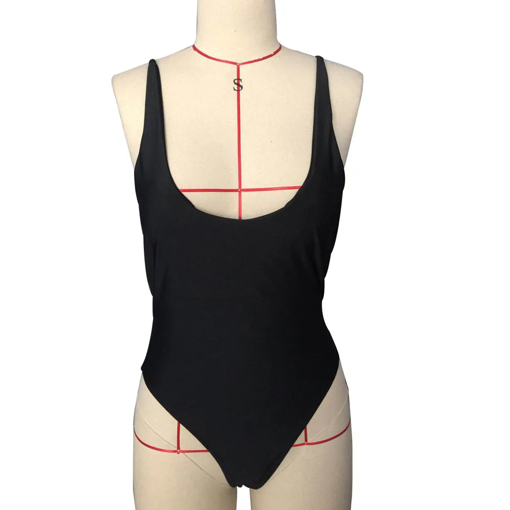 Women's One-piece Swimsuit Sexy Solid Color Shoulder Strap Swimming Bathing Surfing Suit Beach Sports Wear Sexy Swimwear