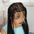 36in Full Lace Cornrow Braided Wigs Synthetic Natural Braiding Hair Wigs Box Braided Lace Wigs with Baby Hair for Black Women