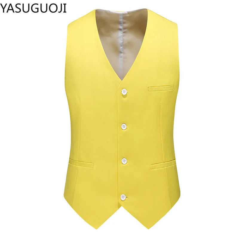 YASUGUOJI New Wedding Dress High-quality Men's Fashion Design Suit Vest Plus Size Men's Business Casual Suit Vest 15-colors Secondary image