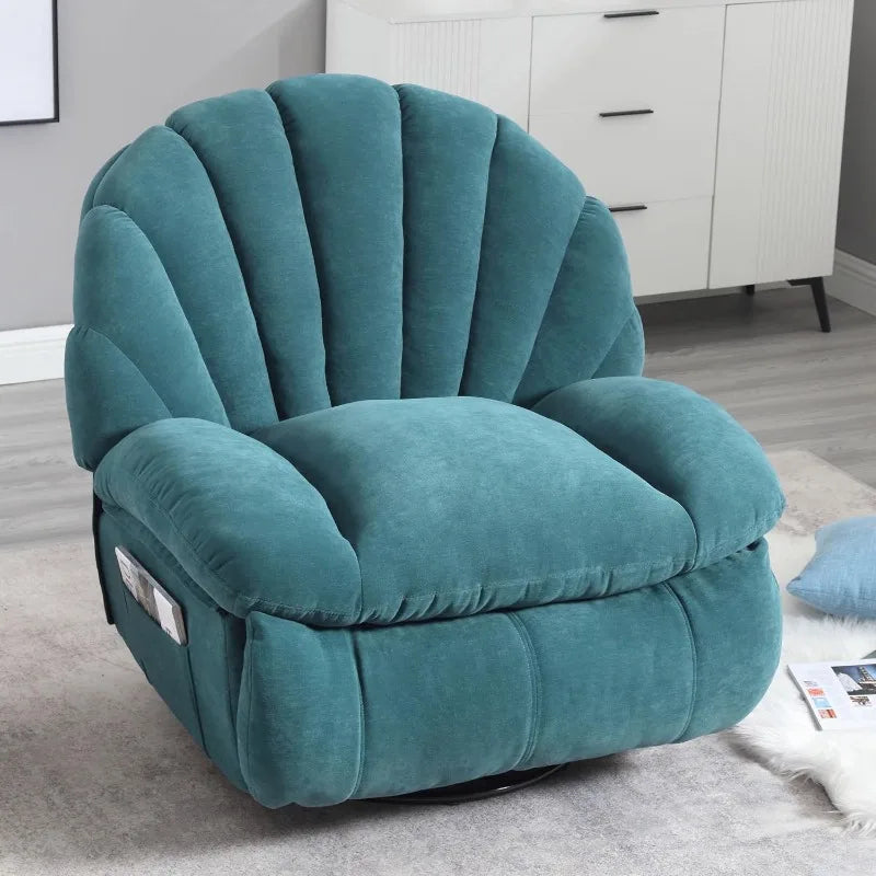 Power Recliner Chair Swivel, Comfortable Soft Fabric Shell Shape with Storage 360 Swivel Electric Big Tall Single Reclining Sofa