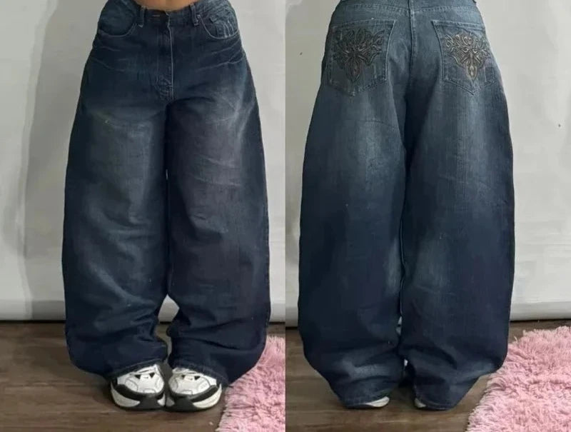 Gothic New Fashion Heavy Industry Washing Equipment Multi-pocket Jean Women Y2K Rock Popular Hiphop High Waist Wide-leg Trousers Secondary image
