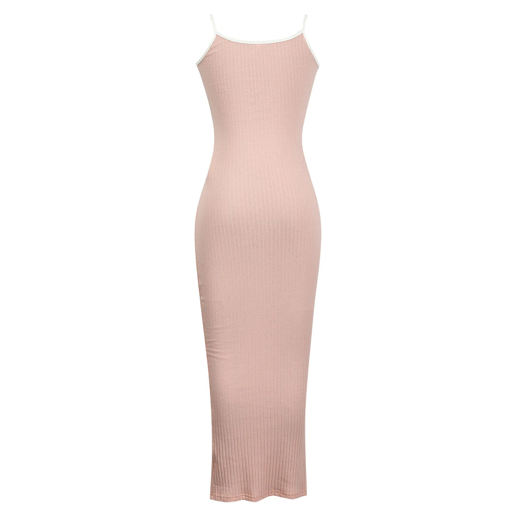 Fashion Sexy Skinny Kint Dress Backless Evening Maxi Dress Women Party Club Ladies Bodycon Peach Slim Hip Elegant Long Dresses