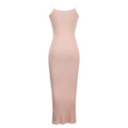Fashion Sexy Skinny Kint Dress Backless Evening Maxi Dress Women Party Club Ladies Bodycon Peach Slim Hip Elegant Long Dresses