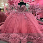 Customized Elegant Pink Quinceanera Dress Ball Gown Beads Applique Corset Pageant Sweet 15 Party Tiered Ruffle Prom Party Dress