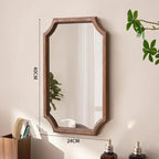 Retro Solid Wood Dressing Mirror Makeup Mirror Wall-mounted Bathroom Toilet Wall-mounted Punch-free Rectangular Bathroom Mirror