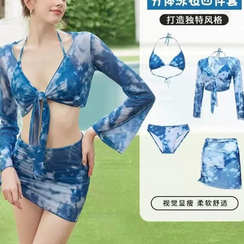 Sexy 3 Pieces Set Swimwear Women Lace Up Micro Bikini Set Female Solid Low Waist Swimsuit Beachwear Bathing Suit