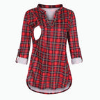 Women's Maternity Breastfeeding T-shirt V-Neck Solid Color Long Sleeve Nursing Tops Clothes for Pregnant Women