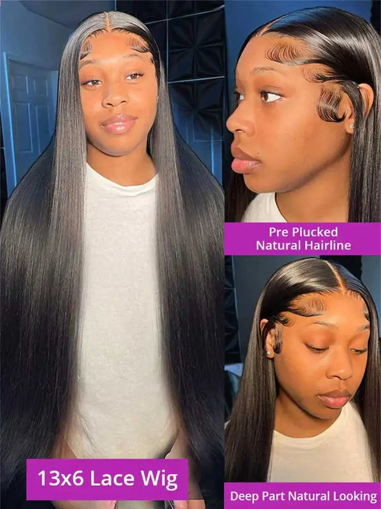 250 Density 13x6 HD Bone Straight Lace Front Wigs Human Hair Brazilian 40 42 Inch Glueless Lace Frontal Human Hair Wigs For Wome Secondary image