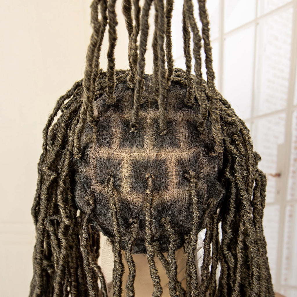 Synthetic Full Lace Locs Braided Wigs for Black Women 24 inches Knotless Box Dreadlock Braids Wig Lace Frontal Braiding Wig