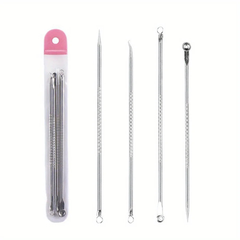 Blackhead Acne Pimple Blemish Extractor Remover Kit Stainless Steel Needles Remove Tools Face Skin Care Pore Cleaner 4pcs/bag Main image
