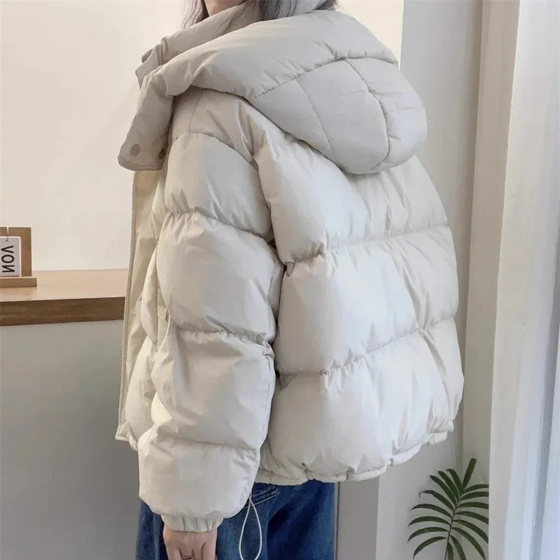 Women Korean Cotton Parkas Hooded Winter Oversize Coat Thick Warm Loose Puffer Jacket Female Solid Fashion Zipper Outwear Secondary image