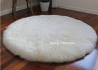 35/40/45CM 100% Pure Sheepskin Wool Hairy Floor Carpet Rugs Round Chair Cushion Seat Pad Covering Soft