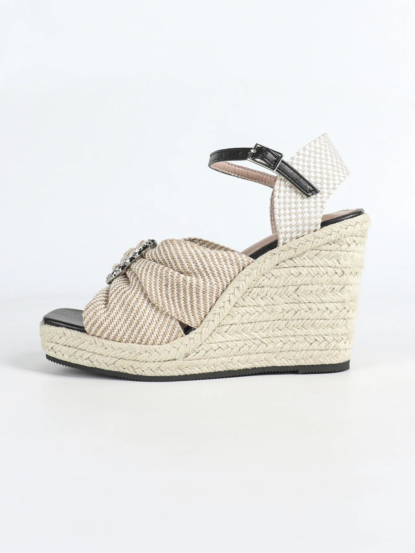 LIHUAMAO lady peep toe wedge sandals epadrilles shoes casual pumps women wedges shoes slingbacks ankle strap platform sandals