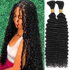 Human Braiding Hair For Boho Braids 110g Deep Water Wave Bulk Human Hair For Braiding 15A Curly Human Hair Extensions 2 Bundles
