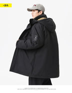 Winter new style cotton coat for men 2026 snap-closed hooded jacket neutral style mid-length workwear cotton coat for men