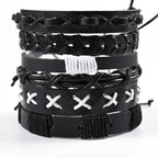Fashion Bracelet Viking  Bracelet For Men Hand Bracelets Woven Skull Hand Jewelry Adjustable Leather Set viking man bracelet