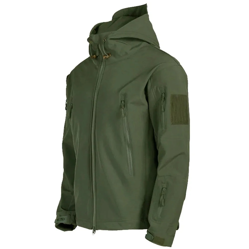 TRAF 2024 New Fashionable Shark Skin Soft Shell Jacket Men's Tactical Windproof Waterproof Jacket Men's Jacket Hooded Jacket Main image