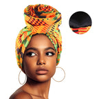 Woman African Satin Lined Turban Cap Big Flower Hat Floral Printed Headwrap Bonnet Muslim Headscarf Ladies Beanies