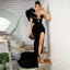 Elegant Black Mermaid Evening Dress Sweetheart One Shoulder High Split Sleeveless Satin Ball Dress Tank Top Customization