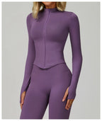 New Women Seamless Zipper Jacket Yoga Long Sleeved Gym Top Yoga Push Up Jacket Fitness Running Workout Sport Coat Women's Shirts