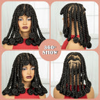 Synthetic Full Lace Bantu Braids Wig with Baby Hair 14Inch Natural Lace Front Braided Wig Handmade Cornrow Braid for Black Women