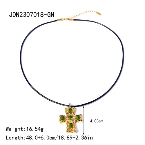 Youthway Trendy Stainless Steel Waterproof Irregular Geometric Metal Wax Rope Necklace Gold Silver For Women Jewelry Gift