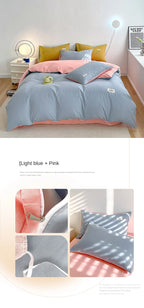 INS style high luxury solid color double-sided style single couple quilt cover soft luxury hotel & apartment & home bedding