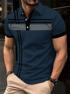 Summer Men's 3D Striped Polo Shirt Oversized Short Sleeve T Shirt Breathable Men's Clothing Casual Sports Street Mens Polo Shirt