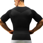 Mens Slimming Body Shaper Short Sleeves Shirts Abs Abdomen Slim Gym Workout Tummy Control Compression Tops Fitness Shapewear