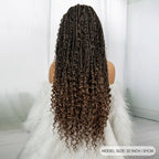 32inch Synthetic Boho Knotless Braided Wigs for Black Women Bohemian Box Braids Wigs Lace Front Braided Lace Wigs with Baby Hair
