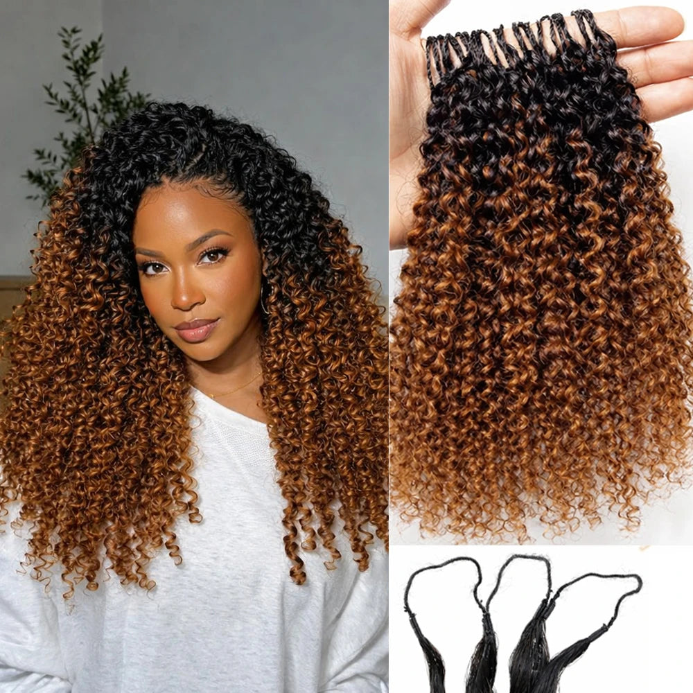 Pre Separated Kinky Curly Crochet Human Hair Extensions Knotless Miracle Knots TB30 Afro Kinky Feather Crochet Hair For Braids