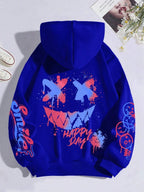 New autumn men's personalized smiling face print comfortable breathable hooded sweatshirt outdoor street fashion hooded sweatshi