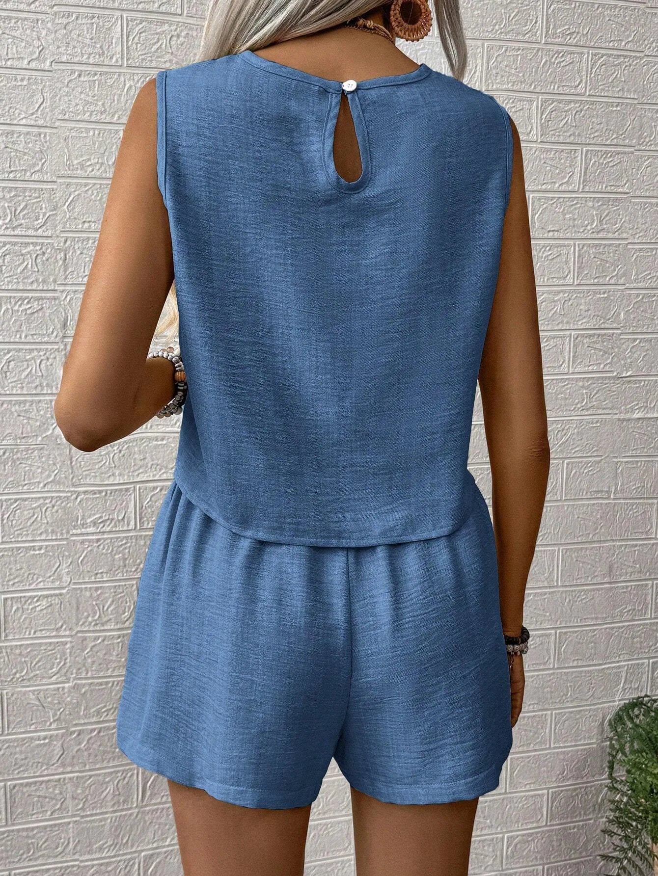 Summer Shorts Sets Women 2026 Fashion Sleeveless Loose Tank Tops And Short Pants Two Piece Sets Women Outfit Casual Femme Suit