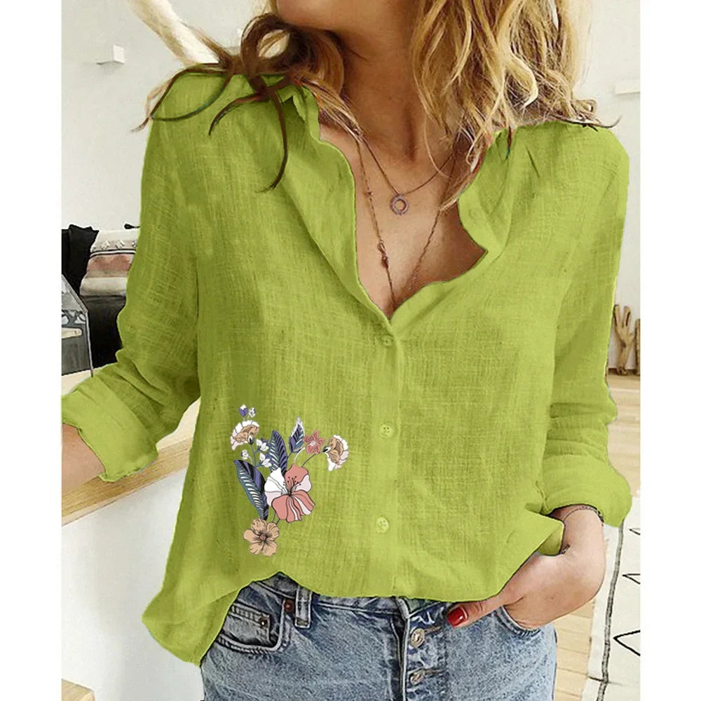 Women Clothing Shirts for Women Tops Tshirts Cotton Linen Casual Fashion Clothes Tees Spring Elegant Streetwear Autumn Main image