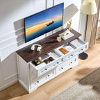 Dresser for Bedroom, Farmhouse Dresser with 8 Wooden Drawers and Storage Cabinet, 55 Inches Wide Chest of Drawers for Bedroom, L
