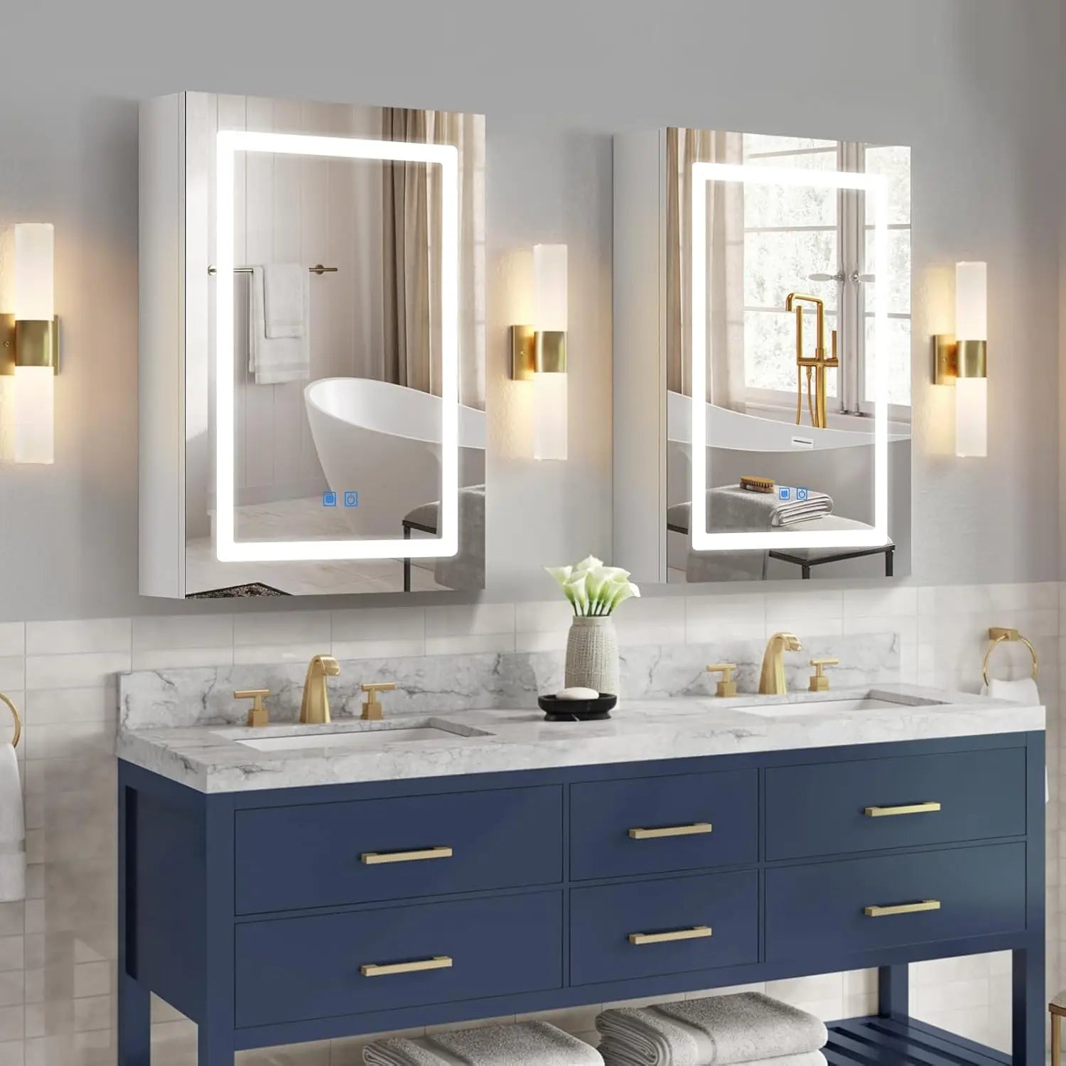 Medicine Cabinets for Bathroom,Medicine Cabinet Mirror,Lighted Medicine Cabinet with LED Lights,Adjustable Shelf,, Customized