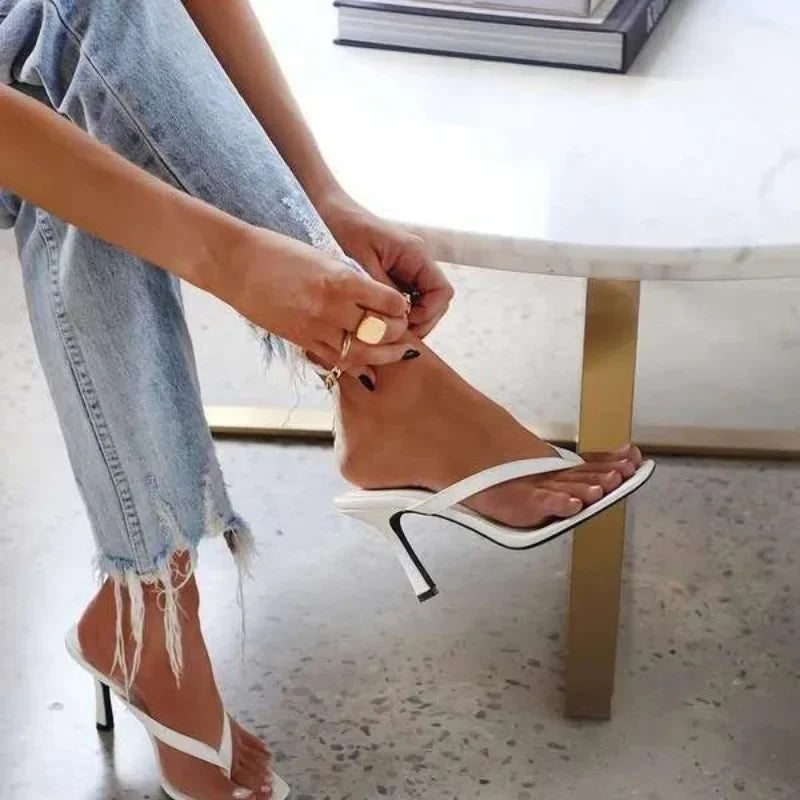 2026 Summer Slippers Women Shoes Fashion Sexy Thin Heels Flip Flops Woman Shoes High Heels Sexy Ladies Slipper Plus Size 42